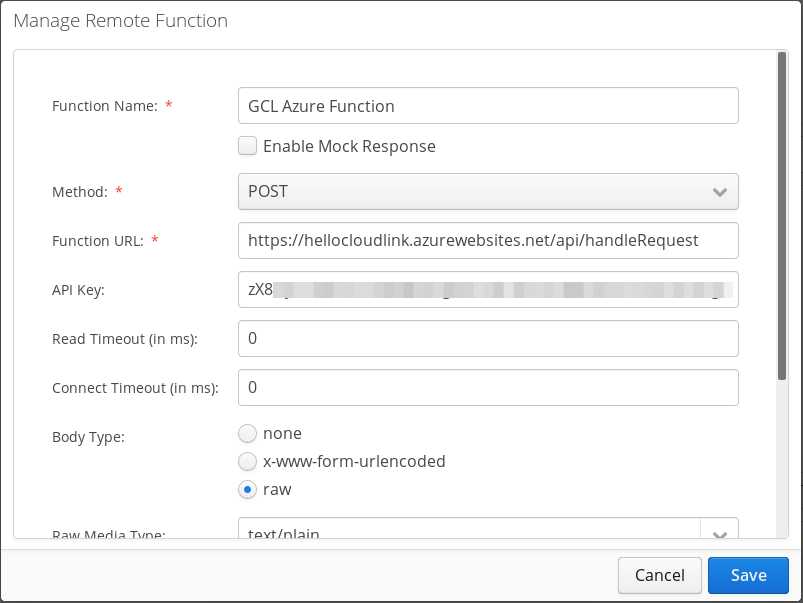 GCL create azure function