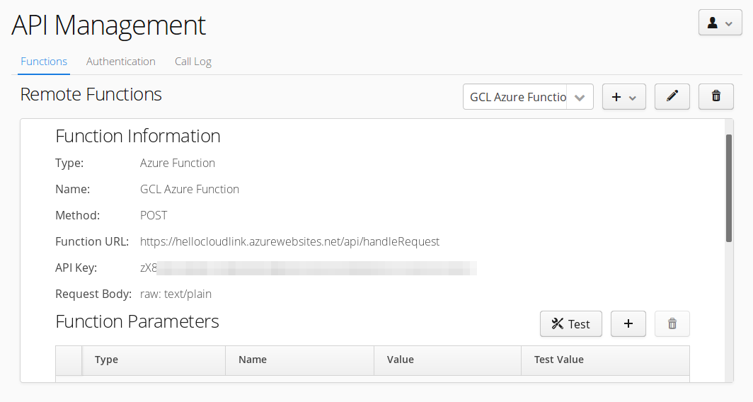 GCL test azure function