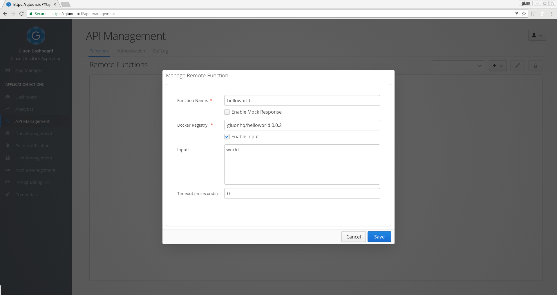 Api Management - remote function fn project function