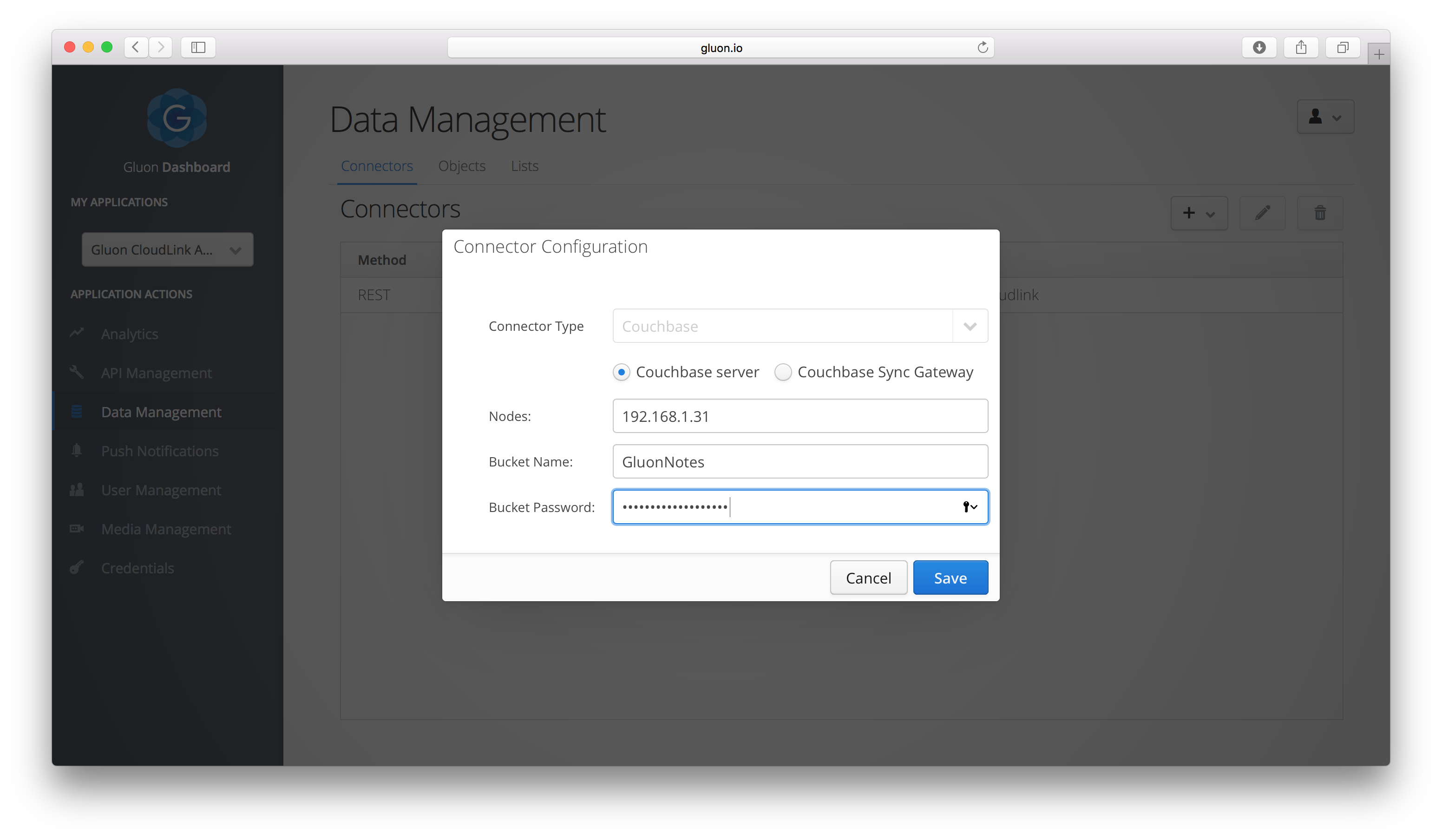Data Storage - couchbase connector