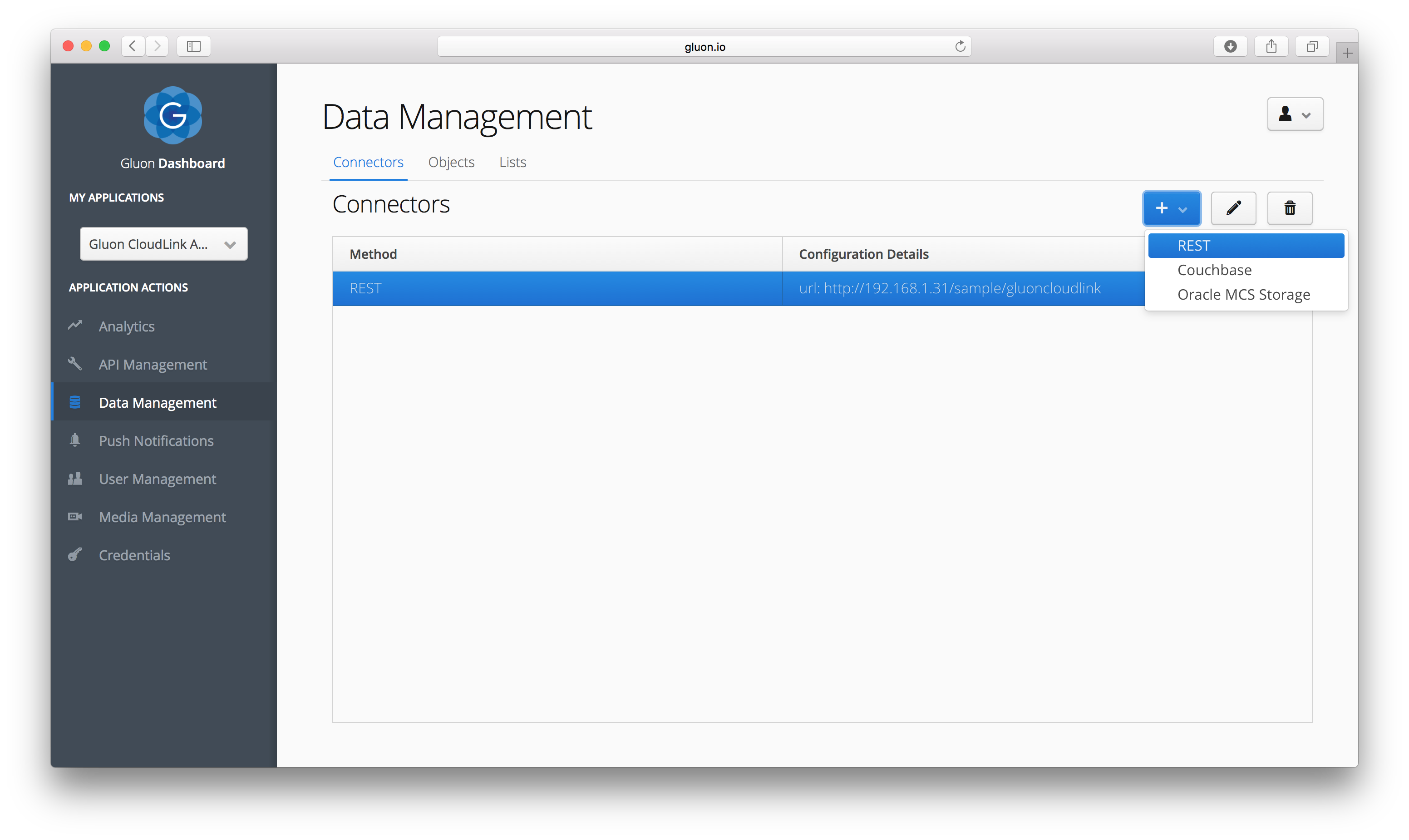 Data Storage - rest connector