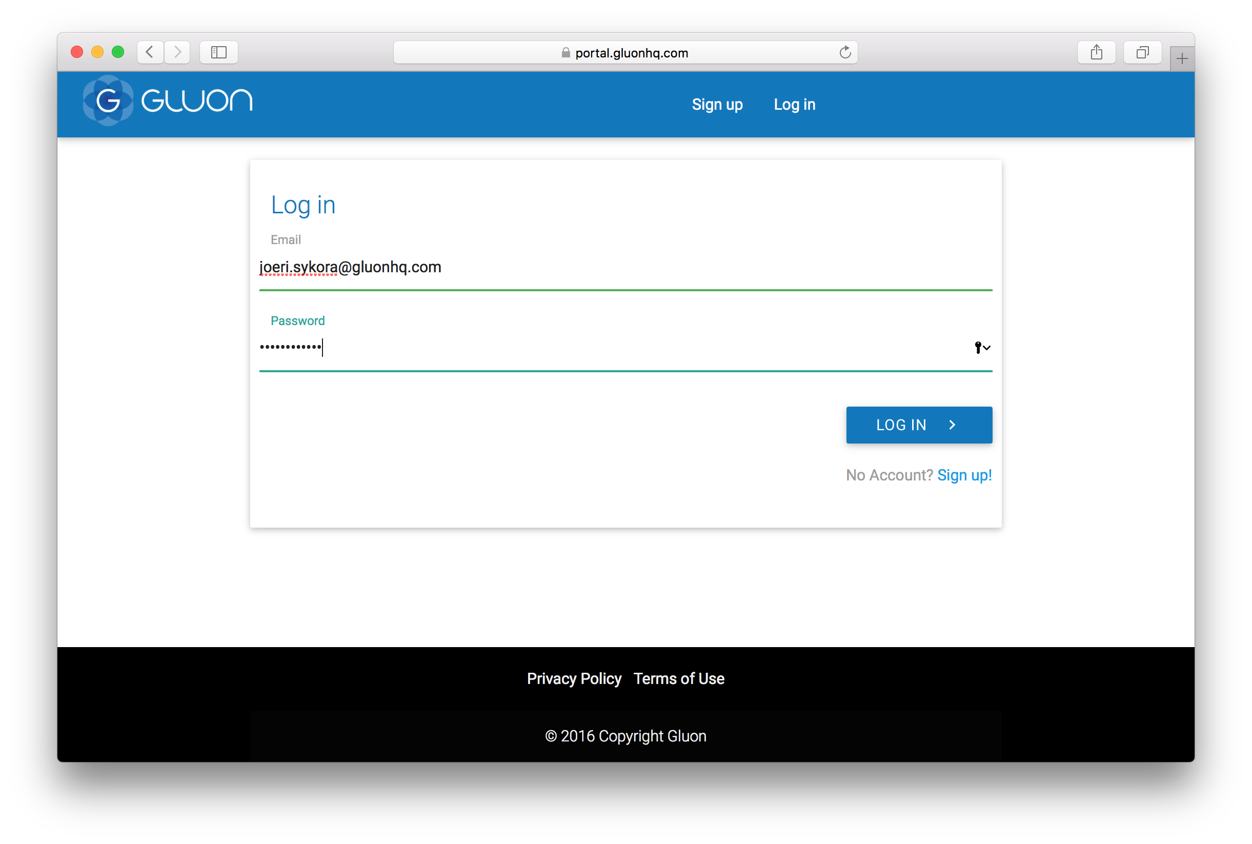 Log in to Gluon CloudLink Portal