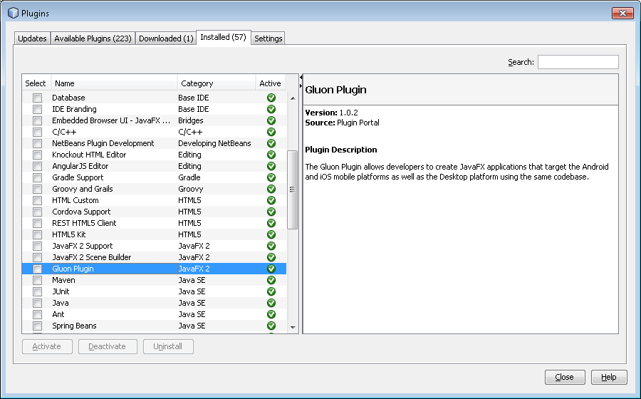 Gluon Plugin installed