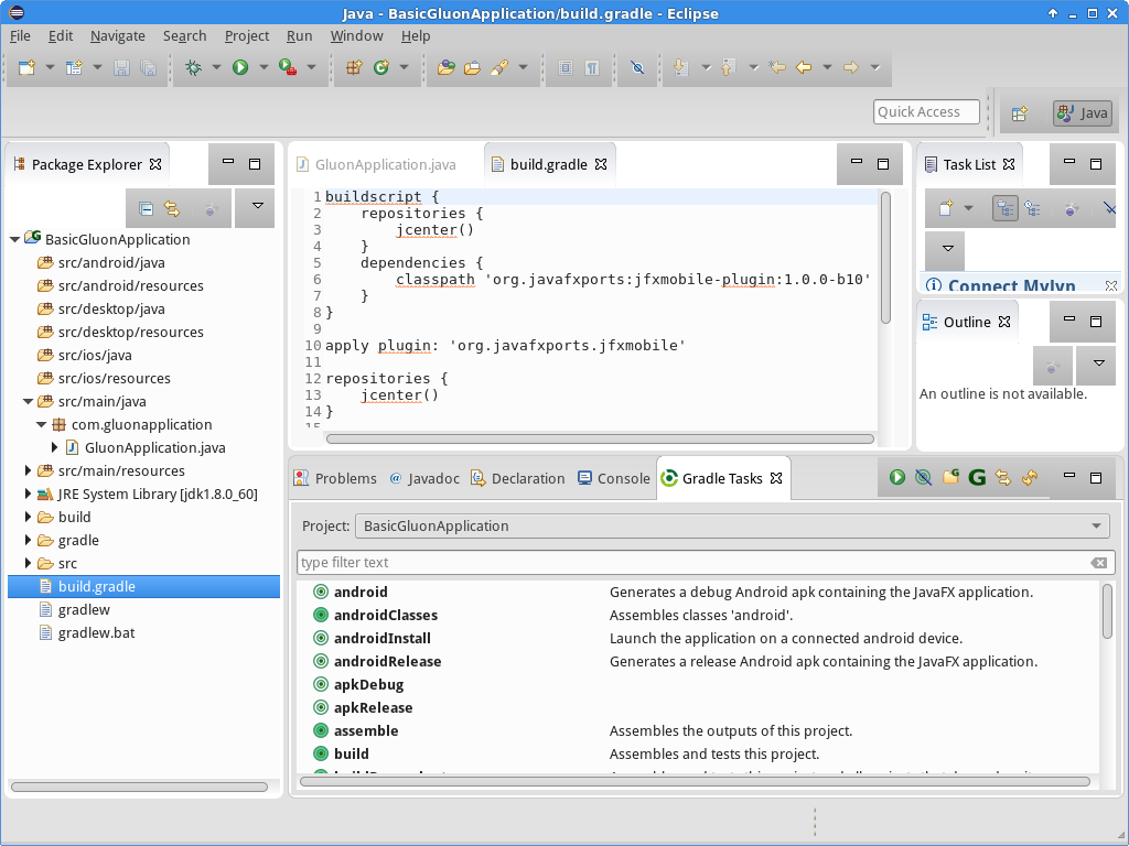 Load project into Gradle Tasks view