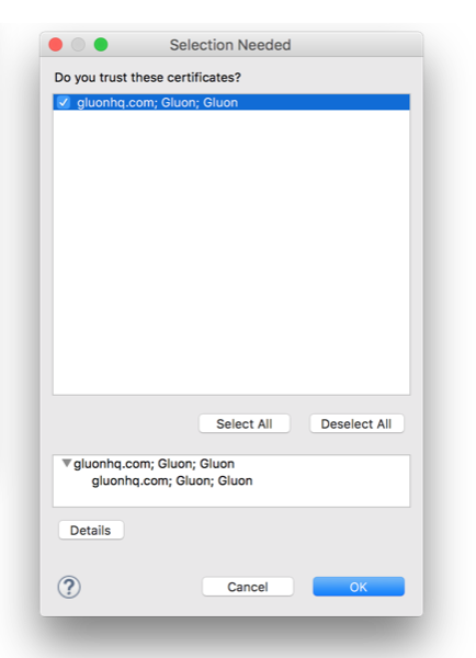 Trust the Gluon certificate