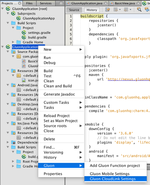 Gluon CloudLink Settings