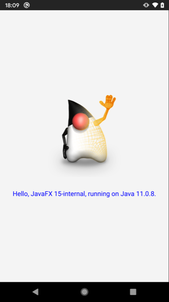 HelloFX Android Running
