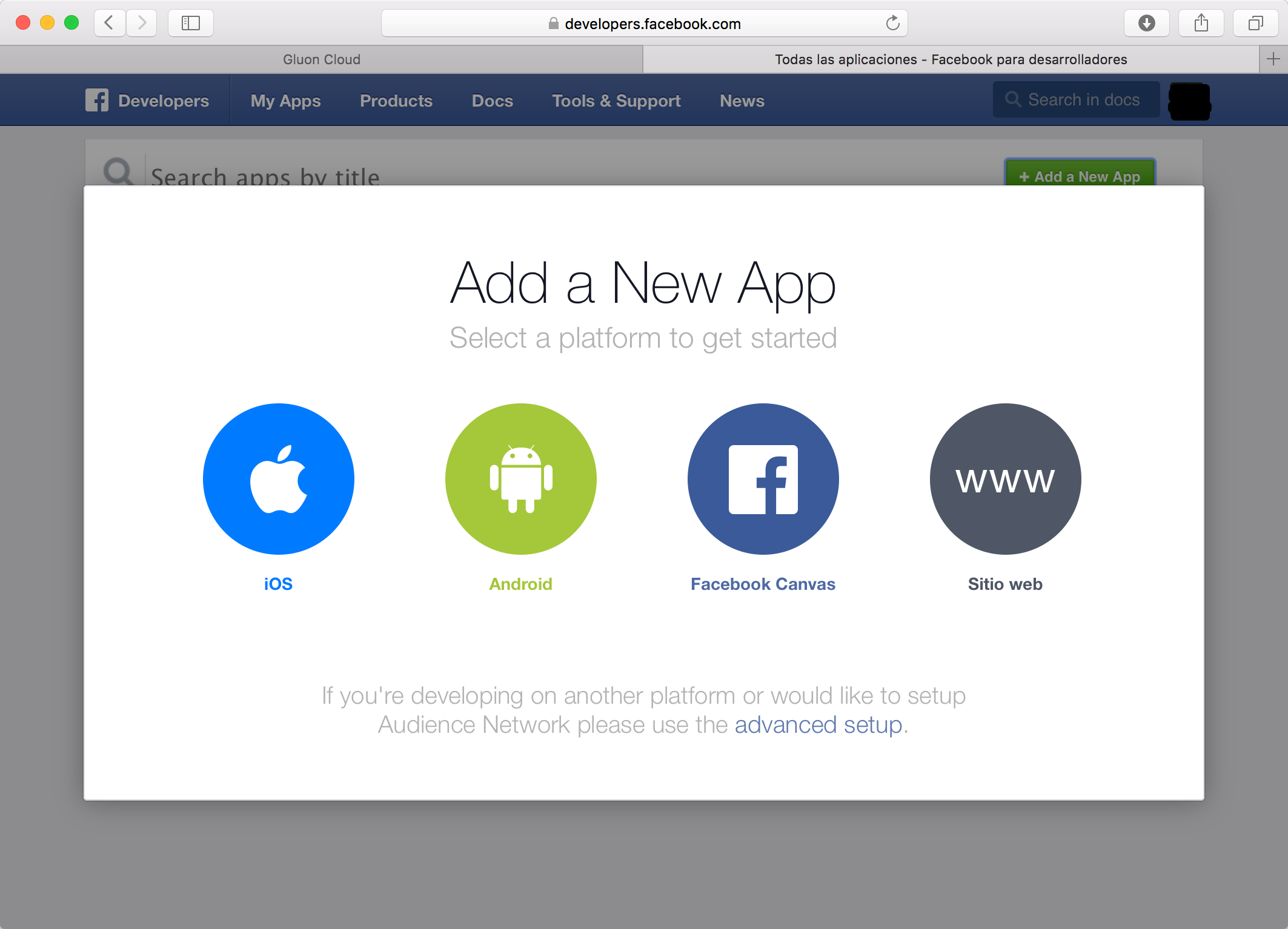 Create App Facebook