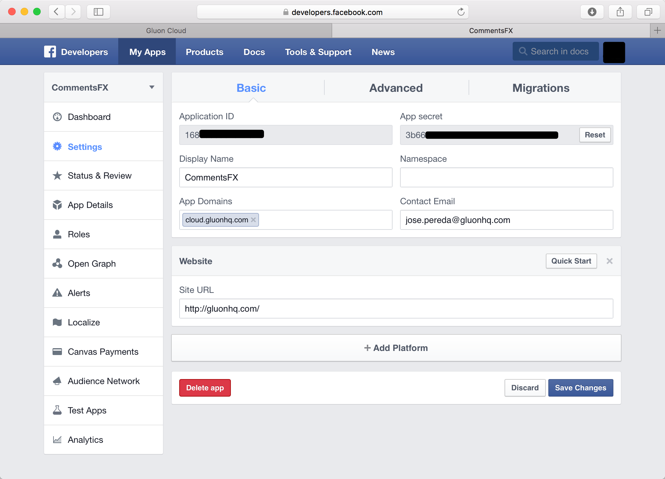 App Tokens Facebook