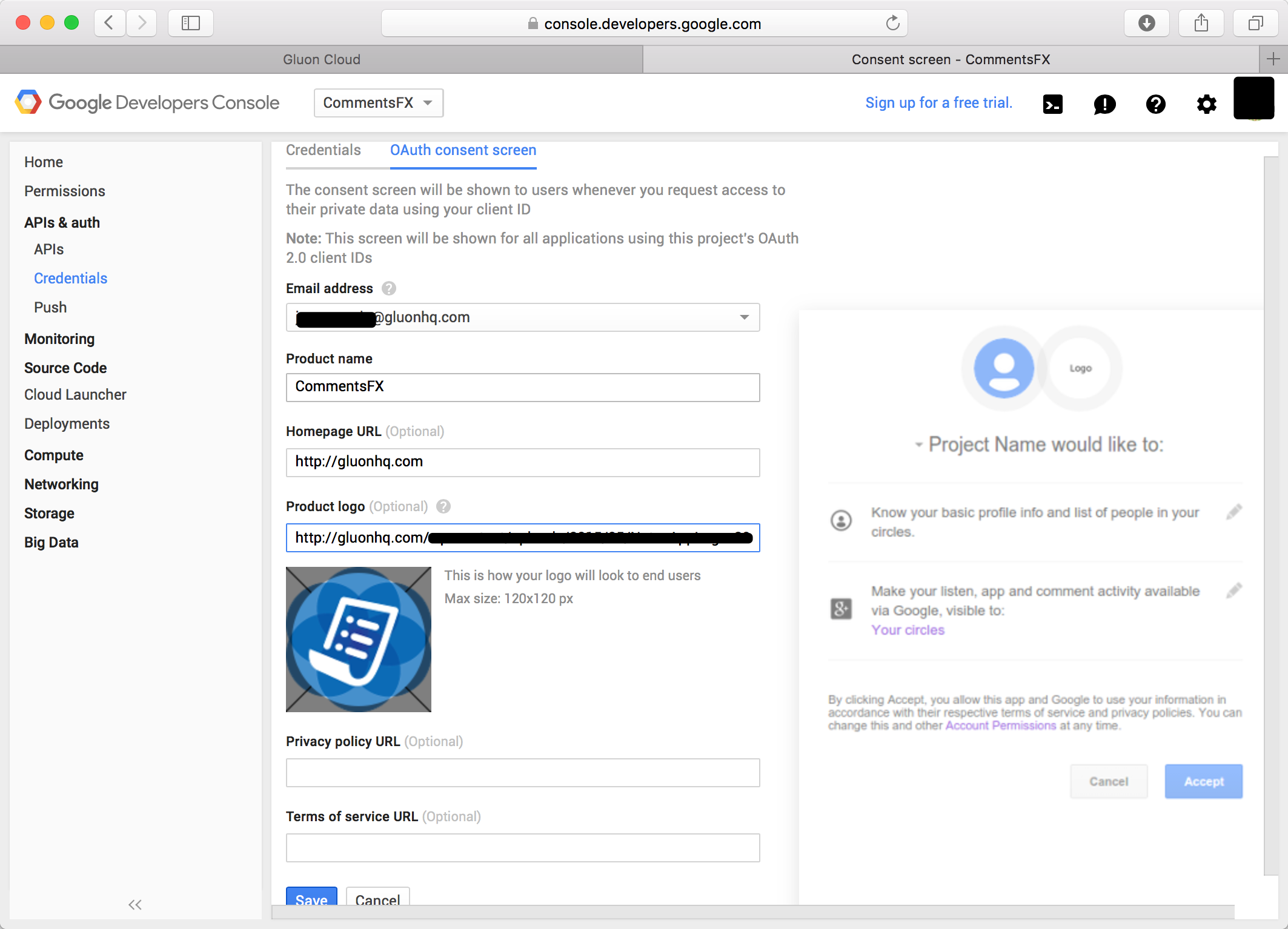 Fill Consent Screen Google