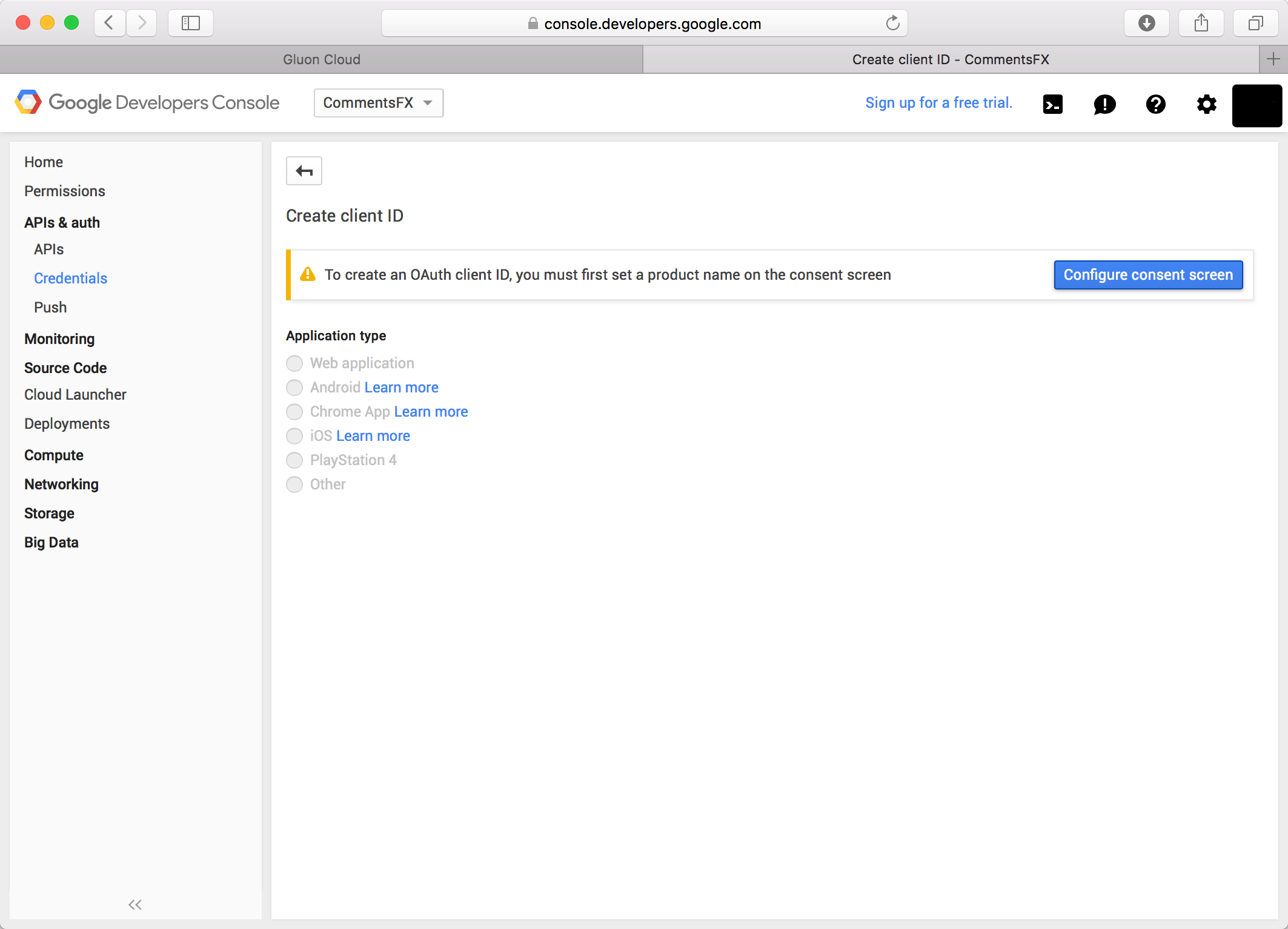 Access Consent Screen Google