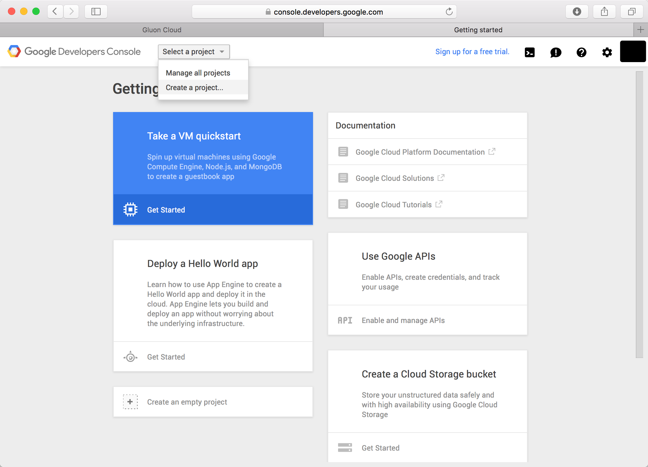 Create Project Google