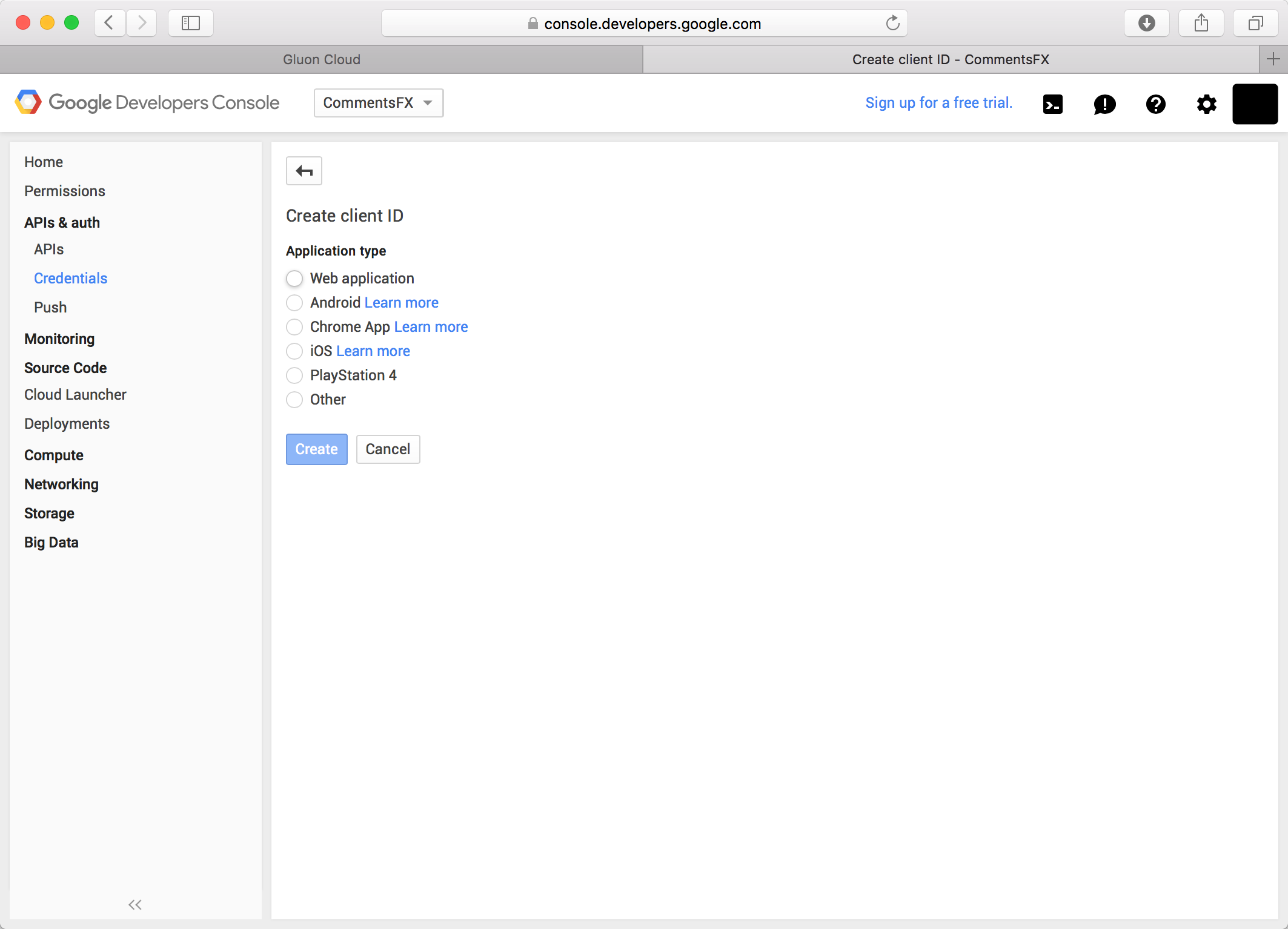 Application Type Google