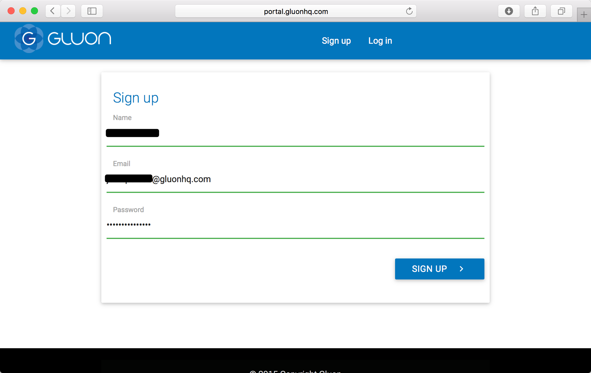Sign in to Gluon Cloud Portal