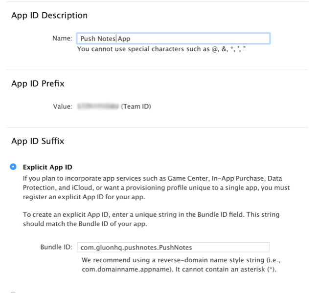 App ID Description and Bundle ID