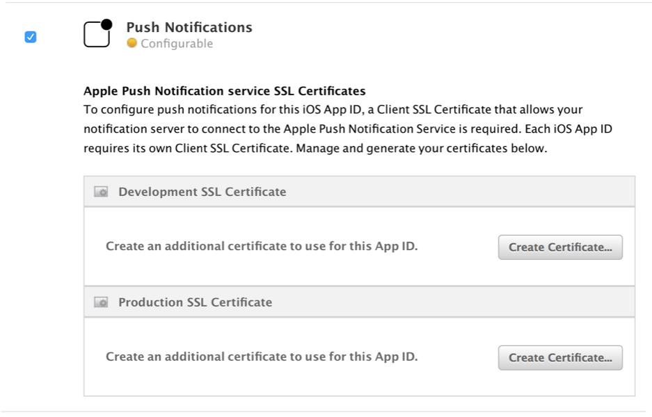 Create Certificate for Push Notifications
