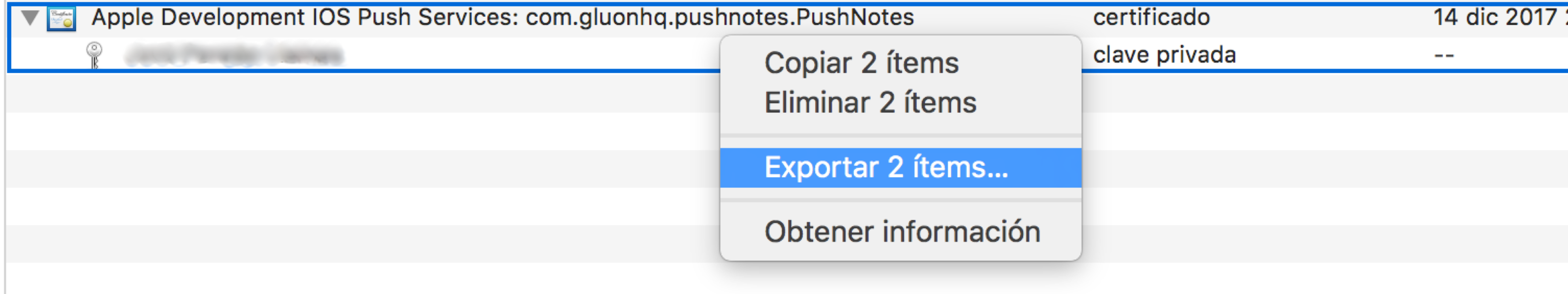 Export Items in Keychain Access