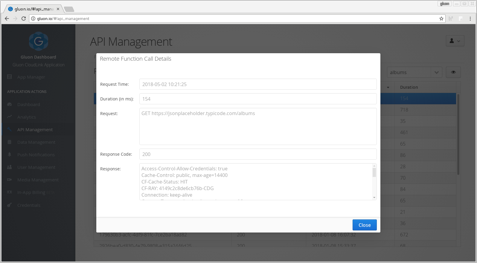 Api Management - call log