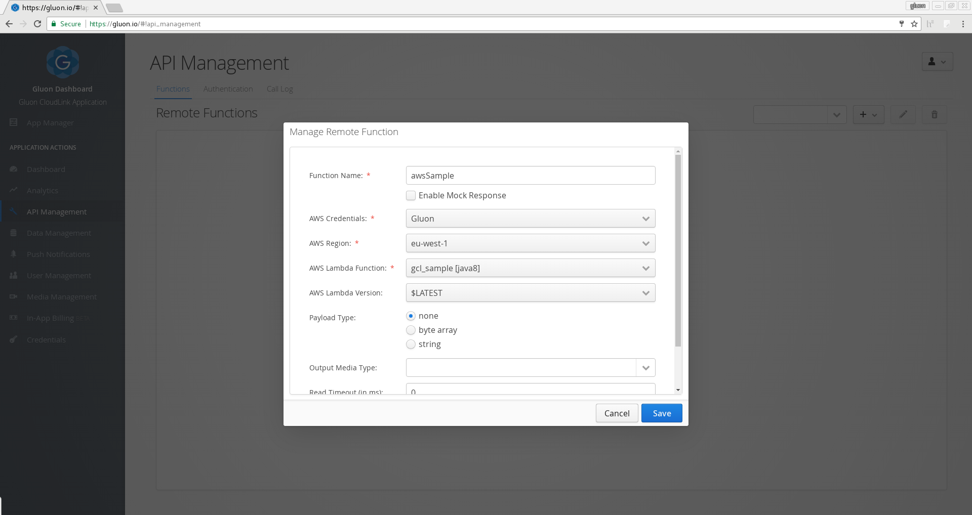 Api Management - remote function aws lambda