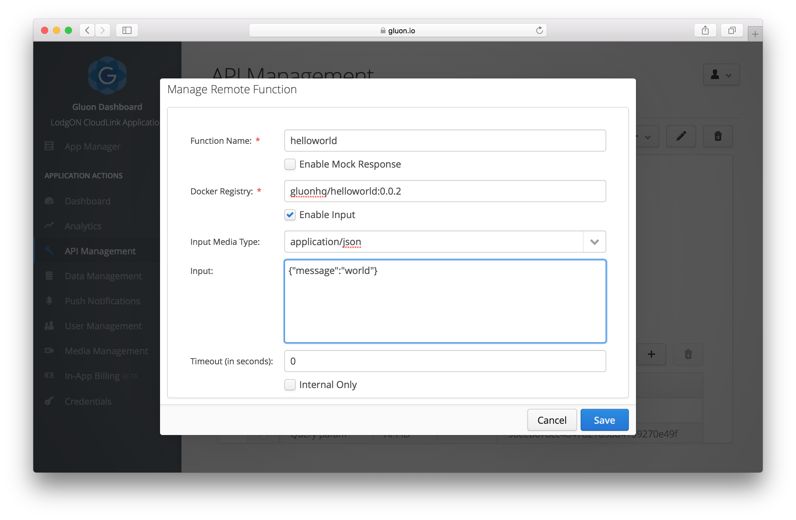 Api Management - remote function fn project function