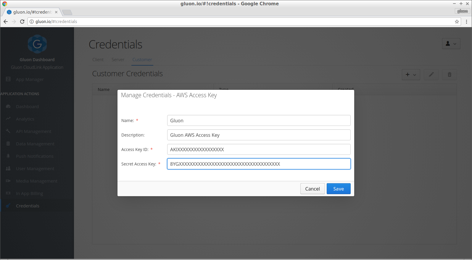 Credentials - aws access key