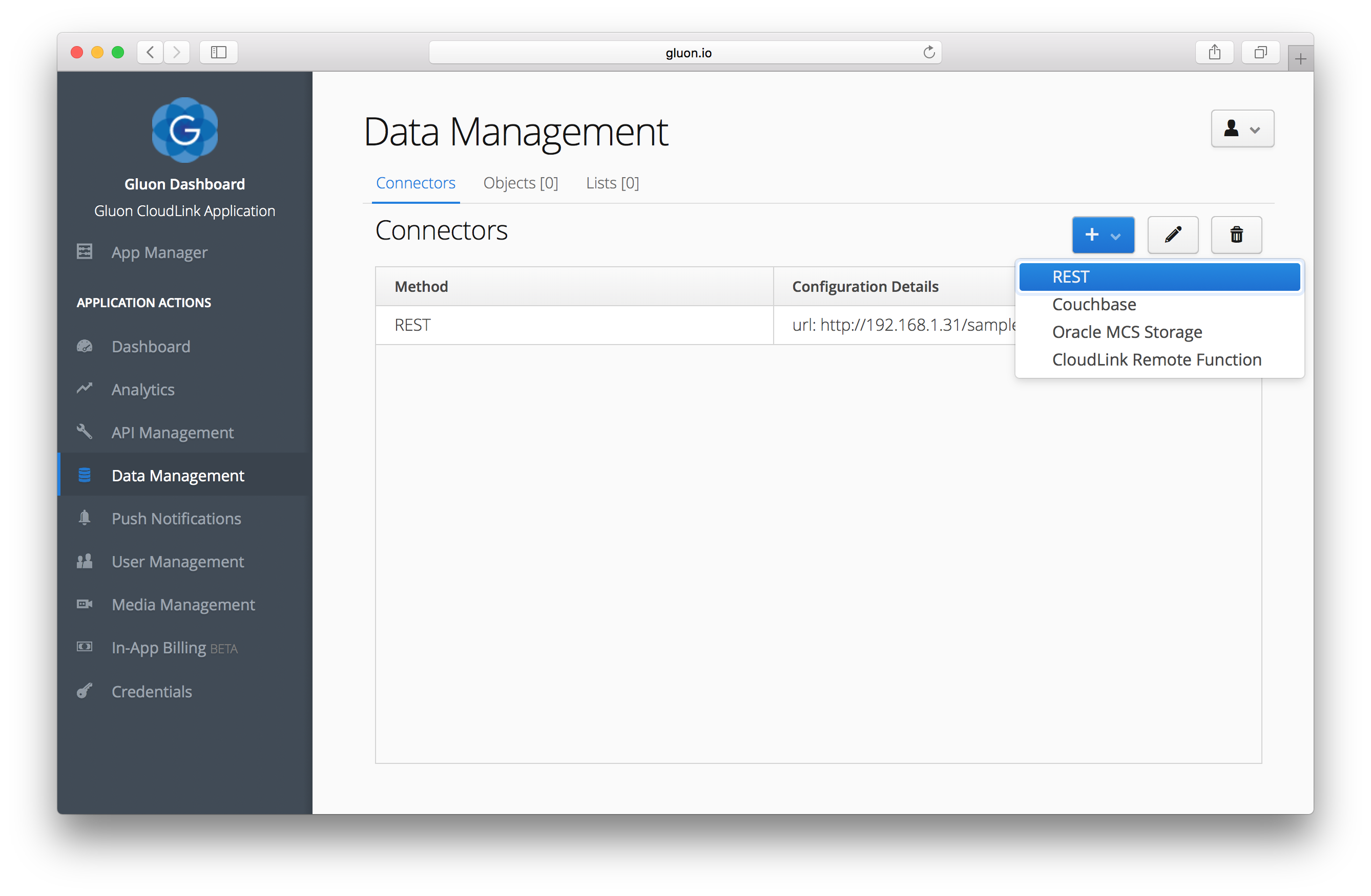 Data Storage - rest connector