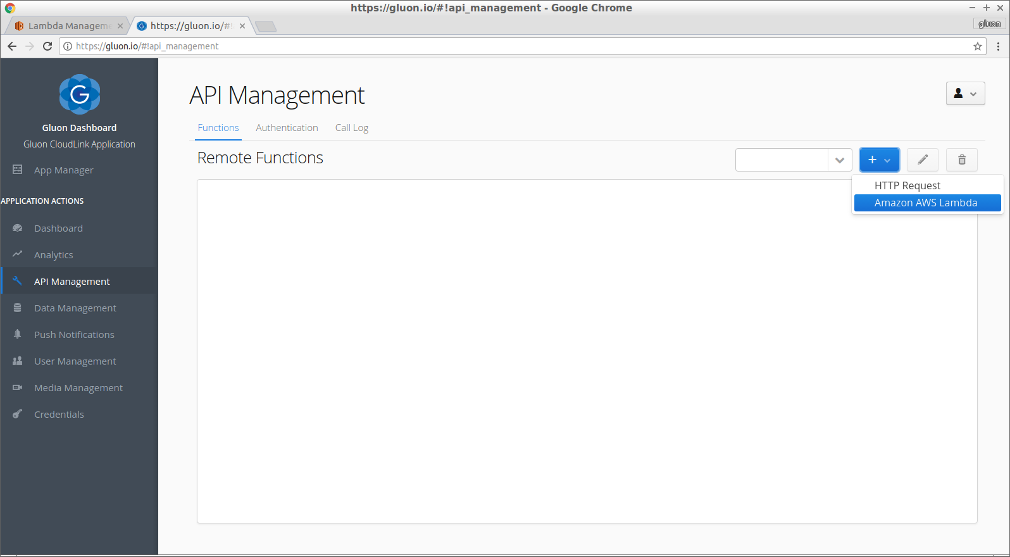 API Management view - Create Remote Function