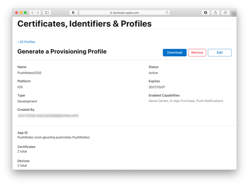 iOS provisioning profile